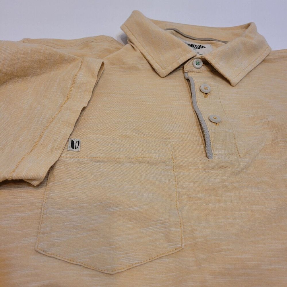 Linksoul Polo Shirt Medium Yellow Excellent Slub Cotton LS1331 Golf Short Slv